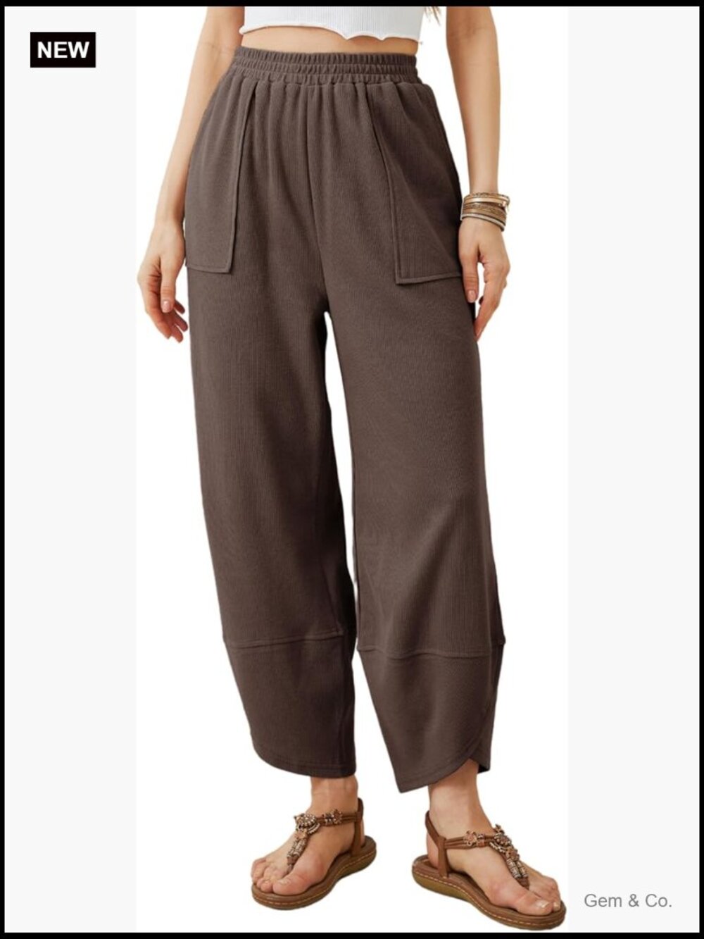 Baggy Wide Leg Palazzo Harem Pants with Pockets Elastic Waist Casual